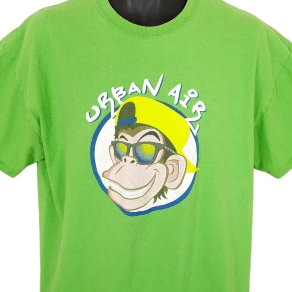 Urban Air Skateboarding T Shirt Mens Size XL Green Skater Monkey